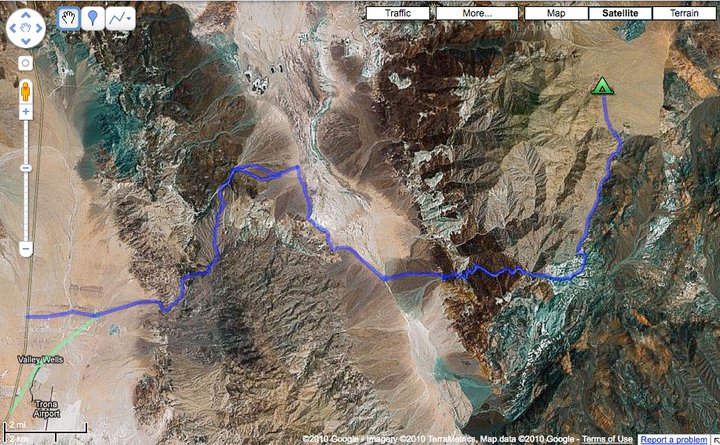 This is our approximate path from Valley Wells (No